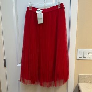Eesome Vibrant Red Midi Skirt